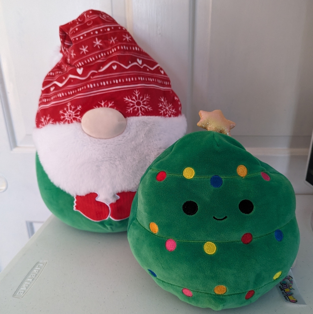 Christmas Holiday Squishmellows, 10in Santa / Tree Reversible & 16in Gnome